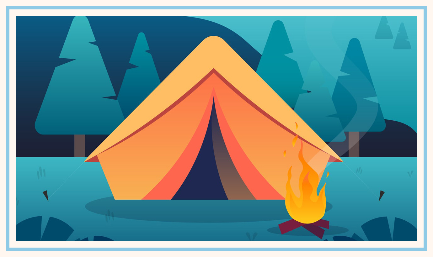 illustration vector tent in the woods
